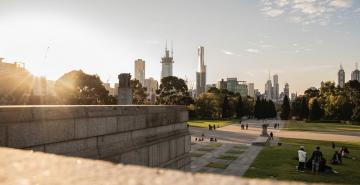 Melbourne city view from park